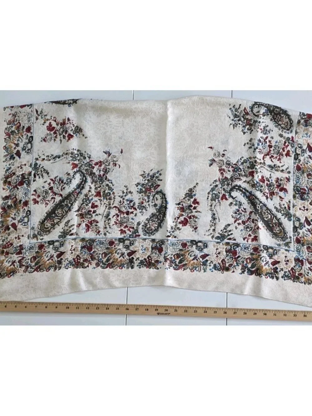 Vtg Daniel Hechter Paris Large Scarf 38 x 38 Floral Paisley Jacquard Weave Chic